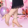Allegra K Women's Rhinestones Crisscross Strap Strappy Chunky Heel Sandals - 2 of 4