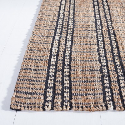 Black and Natural Flat Woven Cotton Area Rug, 9' x 12'