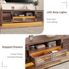 59" TV Stand with Slatted Grille Drawers and Doors, TV Media Console with LED Lights for 50/55/60 inch TV, Entertainment Center, Walnut Brown - 4 of 4
