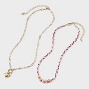 Amore and Heart Charm Pendant Necklace Set 2pc - Universal Thread™ Gold/White/Red - 2 of 3