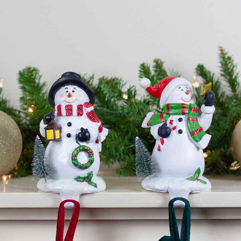 Northlight Set of 2 Glittered Snowman Christmas Stocking Holders 5.75", 2 of 5