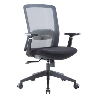 Gray Mesh Adjustable Task Chair with Swivel and Fabric Seat
