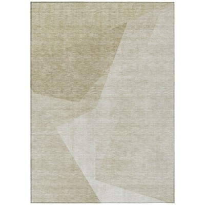 Beige Khaki And Taupe Abstract Washable Indoor Outdoor Area Rug