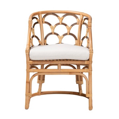 Handcrafted Natural Brown Rattan Geometric Barrel Chair