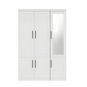 Keloyid White Wood 47.25 in. Armoire with 6 Doors - 1 of 4