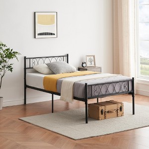 Metal Platform Bed Frame with Headboard, Footboard, Under-Bed Storage, No Spring Mattress Required, Easy to Assemble and Noiseless - 1 of 4