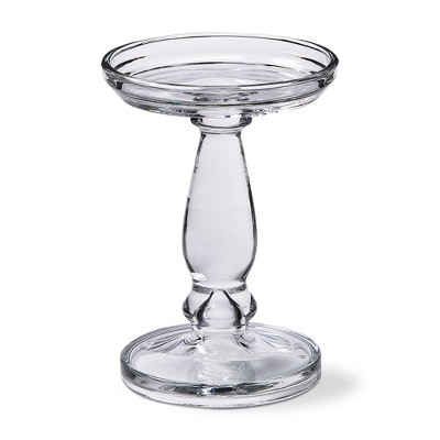 tagltd Lana Clear Glass Reversible Taper and Pillar Candle Holder Large, 5.9L x 5.9W x 8.1H inches