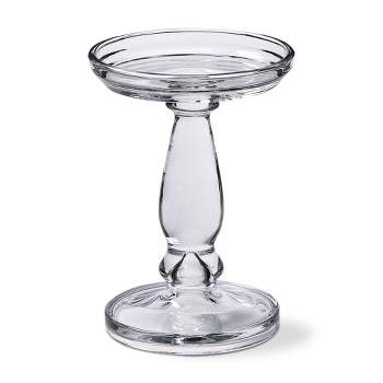 tagltd Lana Clear Glass Reversible Taper and Pillar Candle Holder Large, 5.9L x 5.9W x 8.1H inches