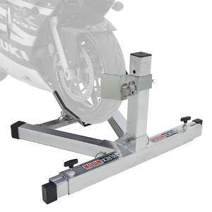 Black Widow Motorcycle Wheel Chock, Adjustable Aluminum Stand, Fits 15-22" Tires - 1 of 4