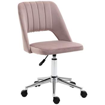 Vinsetto Modern Mid Back Office Chair with Velvet Fabric, Swivel Computer Armless Desk Chair with Hollow Back Design for Home Office