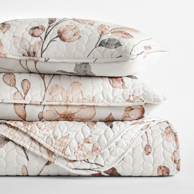 Becky Cameron Ultra-Soft Quilt Set – Lightweight Microfiber Coverlet in Russet Floral Pattern by Becky Cameron, Russet Floral Natural, Full/Queen — фото 7