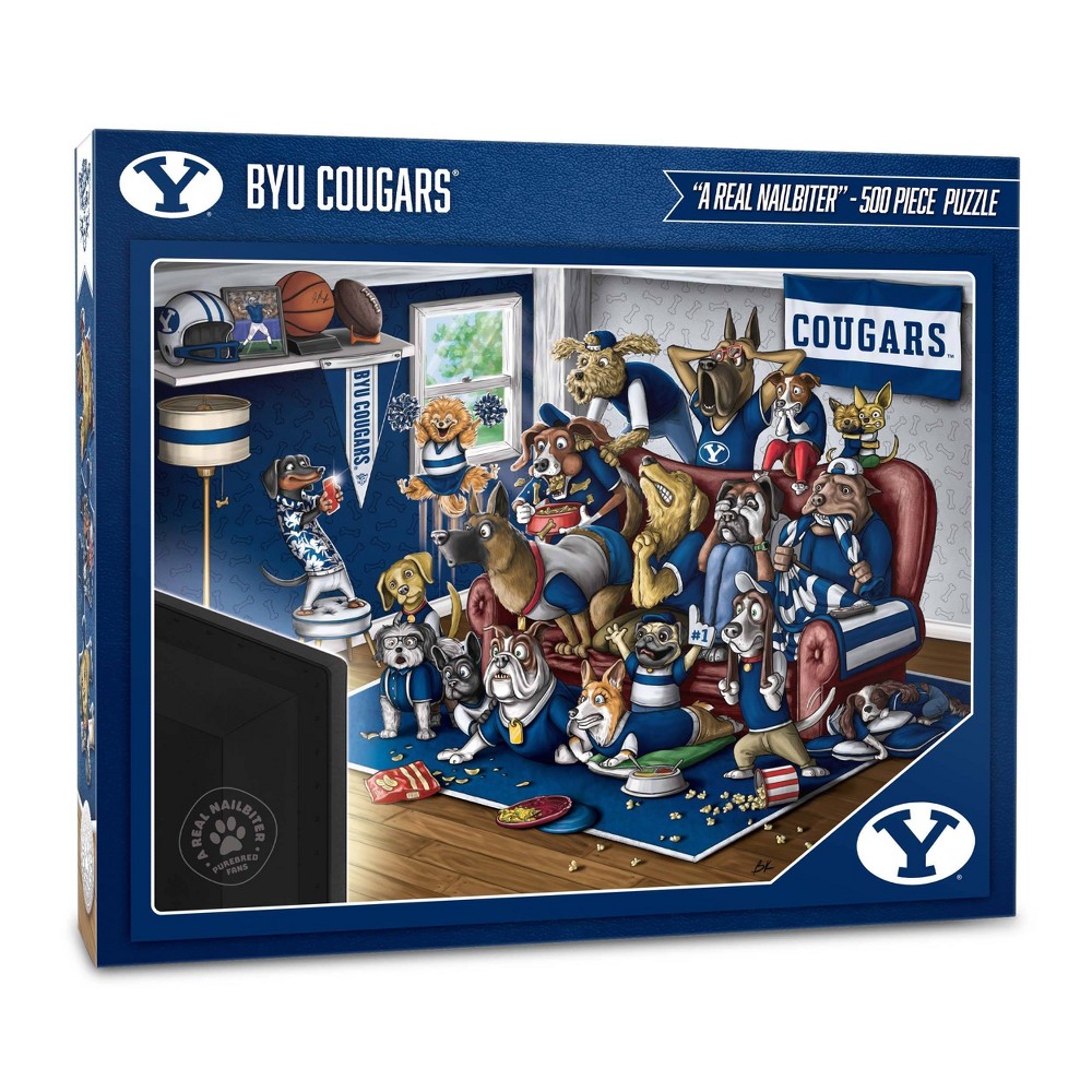NCAA BYU Cougars Purebred Fans 'A Real Nailbiter' Jigsaw Puzzle - 500pc