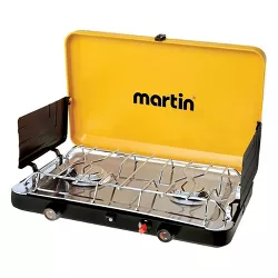 Martin MCS250 Durable Outdoor Portable Propane Gas Dual Burner Camping Cookware Grill Stove with Ignition Button, Yellow