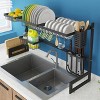 Artloge Over The Sink Dish Drying Rack 2 Tier Adjustable Metal Dish Drying Racks Shelf Kitchen Storage Organizer Drainer Tableware Set - 2 of 4