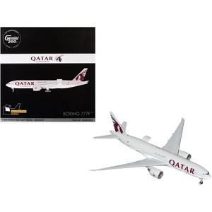 Boeing 777F Commercial Aircraft "Qatar Cargo" Gray with Graphics "Gemini 200" Series 1/200 Diecast Model Airplane by GeminiJets - 1 of 3
