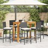 vidaXL Patio Bar Set Outdoor Garden Furniture Solid Wood Acacia and Poly Rattan - Black 6 Piece - 3 of 4