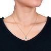 EVERLY JEWELRY | Yellow Plated Sterling Silver 1 1/3ct TGW Composite Light Blue Turquoise and Blue Cubic Zirconia drop Pendant with Chain, 18 inc - 3 of 4