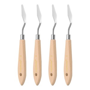Unique Bargains Stainless Steel Flexible Pointy Wood Handle Painting Mixing Knife 4 Pcs - 1 of 4