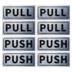 Unique Bargains Self-Adhesive Waterproof Store Shop Horizontal Push Pull Door Sign 4 Set - 1 of 4