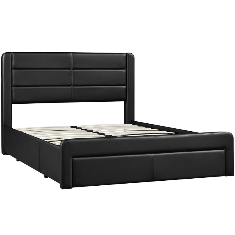 Yaheetech Upholstered Bed Frame with 3 Storage Drawers and Built-In USB Ports, 1 of 8
