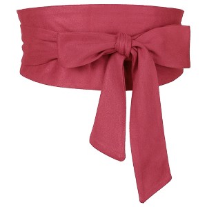 INSPIRE CHIC Women's Solid Bowknot Self Tie Wrap Wide Sash Waistband Belt 1 Pc - 1 of 4