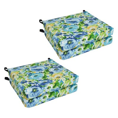 Blazing Needles, 20-inch by 19-inch Patterned Outdoor Spun Polyester Chair Cushions (Set of 4)