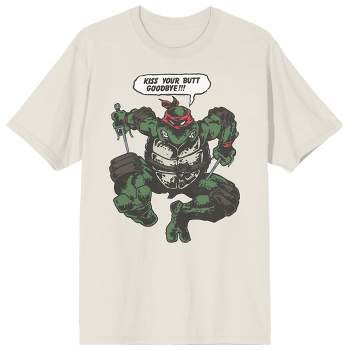 TMNT Comic Origins Kiss Your Butt Goodbye Crew Neck Short Sleeve Tofu Men’s T-shirt-3XL
