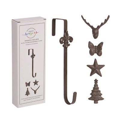 Transpac Metal 11.81" Black Spring Interchangeable Icon Wreath Holder Set of 6