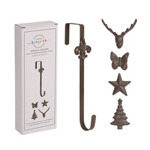 Transpac Metal 11.81" Black Spring Interchangeable Icon Wreath Holder Set of 6 - 1 of 2