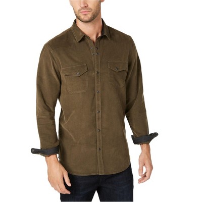 I.N.C International Concepts Mens Calban Button Up Shirt, Green, Medium