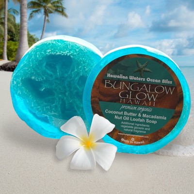 MADE IN HAWAII, Hawaiian Waters Ocean Bliss Premium Organics Coconut Butter Loofah Soap.