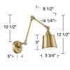 360 Lighting Mendes Modern Swing Arm Wall Lamps Set of 2 Brass Gold Plug-in Light Fixture Metal Shade for Bedroom Bedside Living Room Reading House - 4 of 4