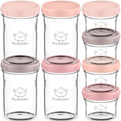 8pk Prep Baby Food Storage Containers, Leak-Proof, BPA Free Glass Baby Food Jars for Feeding