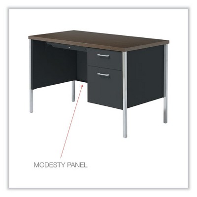Mocha and Black Wood Desk with Filing Cabinet and Drawer