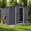 NicBex 8x6 Ft Outdoor Metal Storage Shed with Lockable Sliding Doors and Air Vent for Backyard Garden,Patio,Gray - 2 of 4