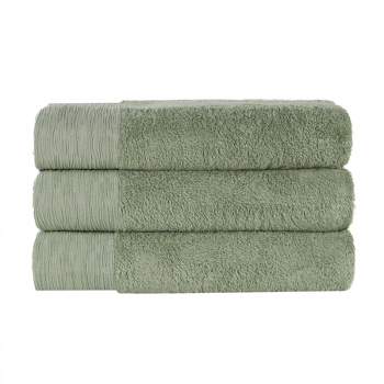 Rayon From Bamboo Cotton Blend Hypoallergenic Solid Bath Towel Set of 3 by Blue Nile Mills
