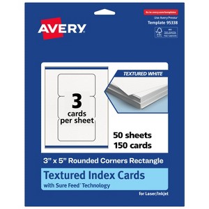 Avery Matte White Index Cards, 3" x 5" Rectangle Rounded Corners - 1 of 4