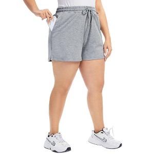 Women Plus Size Comfy Sweat Shorts Drawstring Elastic High Waist Casual Summer Yoga Lounge Shorts,Light gray,4XL - 1 of 4