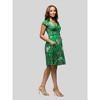 24seven Comfort Apparel Womens Cap Sleeve Green Floral V Neck Knee Length Pocket Dress - 2 of 4