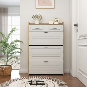 Resenkos Yardi Yard Shoe Cabinet with 3 Doors and 2 Drawers, 5-Drawers Dresser with Metal Handles, Large Space for Storage, 49.22 inch High Cabinet - 1 of 4