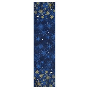 Coolmee  Christmas Area Rug, Washable, Gold and Red Snowflake, Non Slip Modern, for Living Room, Bedroom Floor MatRed - 1 of 4
