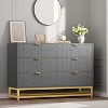 Grey 6 Drawer Double Dresser,Modern Dresser for Bedroom with Gold Handles,Long Storage Organizer for Closet - 2 of 4
