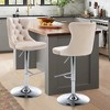 QingMoon Adjustable Bar Stools Set of 2, Swivel Counter Height Chairs, Velvet Barstools with Footrest and Chrome Nailhead for Kitchen Island - 2 of 4