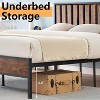 Homhougo Full Bed Frame with Headboard Footboard Rustic Wood Bedframe Farmhouse Platform Bed Frame with Metal Slat Wrought Rod, Brown - 4 of 4