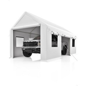 Heavy Duty Carport Canopy, 12x20 FT Outdoor Metal Garage Shelter with Removable Sidewalls & Doors, Portable Storage Shed - 1 of 4