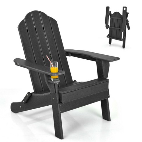 Costway Patio Folding Adirondack Chair Weather Resistant Cup Holder Yard - image 1 of 4