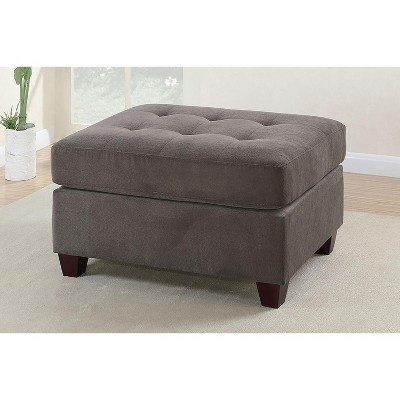 DOMETOUR Cocktail Ottoman Waffle Suede Fabric Charcoal Color W Tufted Seats Ottomans Hardwoods