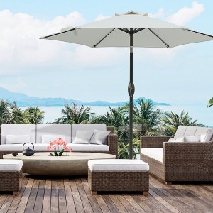 TiramisuBest 7.5ft×7.5ft Aluminum Pole Outdoor Patio Market Table Umbrella with Crank & Push Button Tilt - Black - 1 of 4