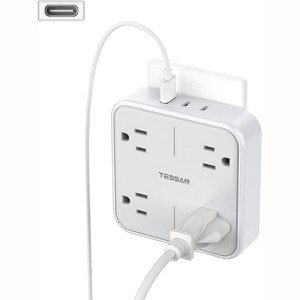 Multi Plug Outlet Extender, 4 Outlet Splitter 3 USB Wall Charging Ports (2 USB C), Wide Spaced Multiple Expander Surge Protector for Office, Home - 1 of 4