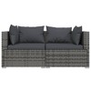 vidaXL Patio Loveseat with Cushions Gray Poly Rattan - 3 of 4